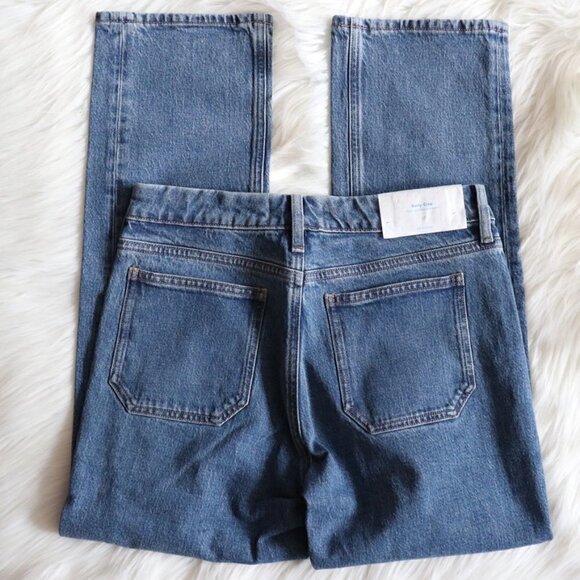 NWT Anthropologie Blue Medium Wash High Rise Straight Leg Jeans Size 27 - Picture 6 of 8